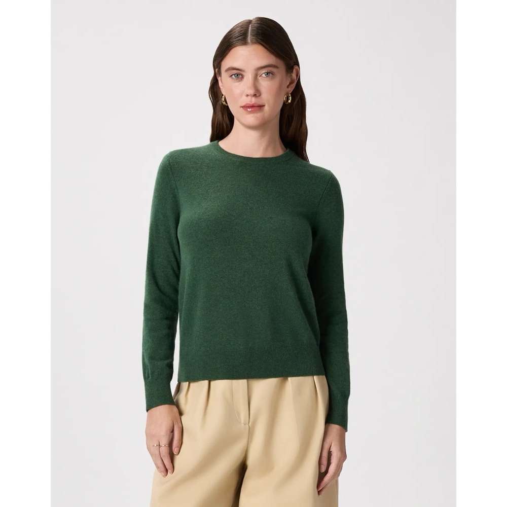Quince Mongolian Cashmere Crewneck Sweater in Forest Floor Green